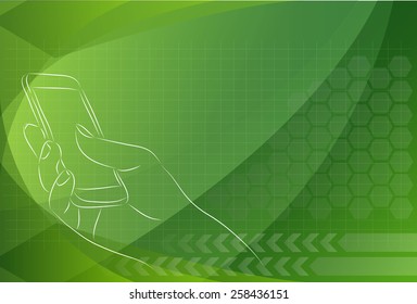 Hand Holding Mobile, arm with cell, the background technologies.
