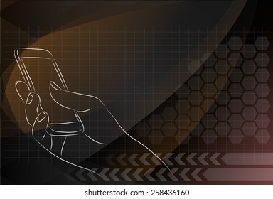 Hand Holding Mobile, arm with cell, the background technologies.