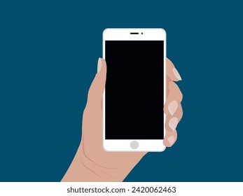 hand holding mobile black screen vector