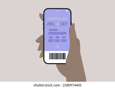 A Hand Holding A Mobile Boarding Pass, A Modern Travel Concept