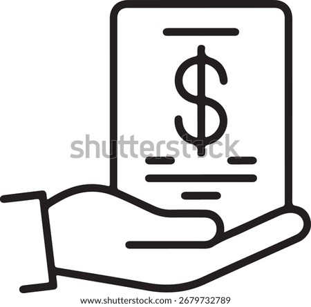 Hand holding mobile device with dollar sign and receipt