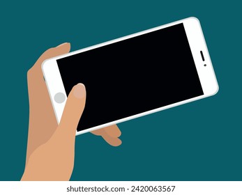 hand holding mobile grey smartphone
