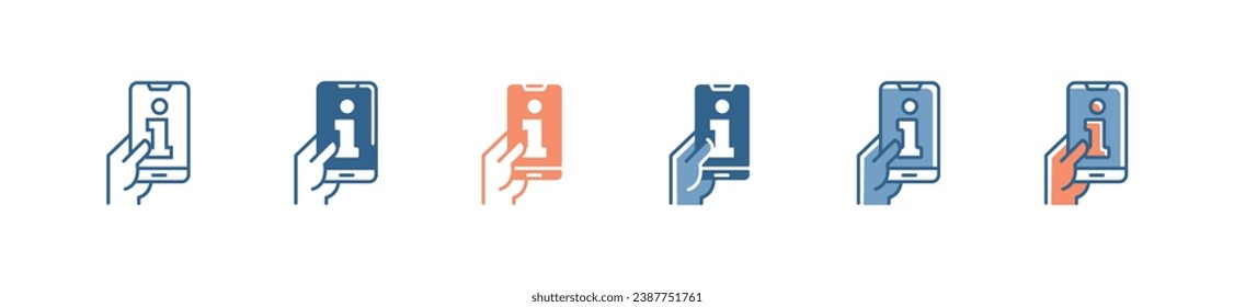 hand holding mobile online instruction client information manual icon vector client service support digital guidebook symbol illustration