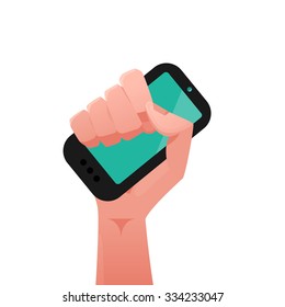 Hand holding a mobile phone