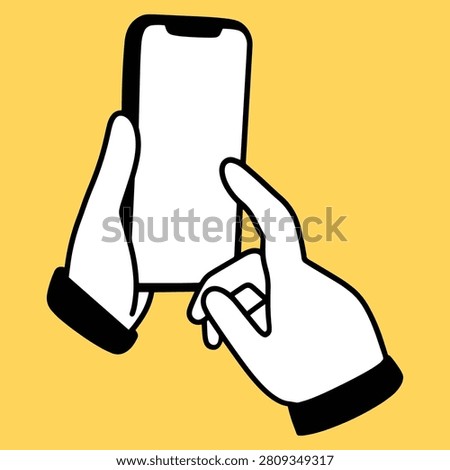 Hand Holding Mobile Phone with Blank Screen Vector Illustration