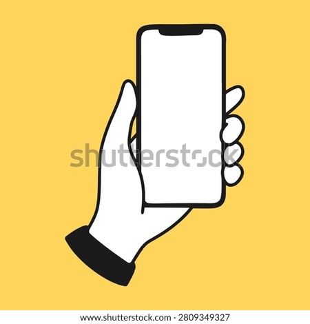 Hand Holding Mobile Phone with Blank Screen Vector Illustration