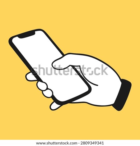 Hand Holding Mobile Phone with Blank Screen Vector Illustration