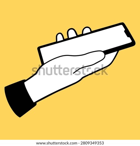 Hand Holding Mobile Phone with Blank Screen Vector Illustration