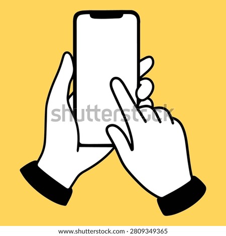 Hand Holding Mobile Phone with Blank Screen Vector Illustration