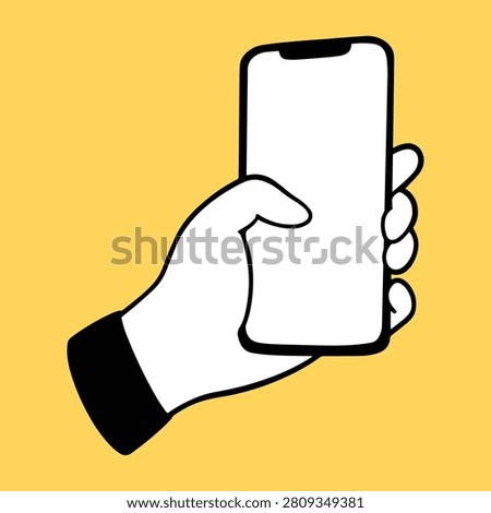 Hand Holding Mobile Phone with Blank Screen Vector Illustration