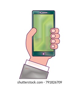 hand holding mobile phone device
