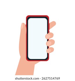 Segure o telefone celular com a ilustração do vetor da tela vazia.