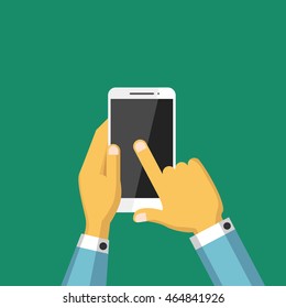 Hand holding mobile phone, Flat business illustration