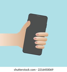 Hand holding a mobile phone stock illustration
