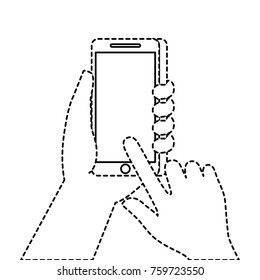 hand holding mobile phone touch screen digital