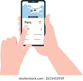 hand holding mobile phone using hand ticket book mobile using