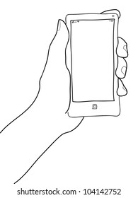 Ilustración del vector de teléfono móvil con mano.