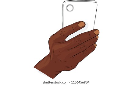 hand holding mobile phone, vector