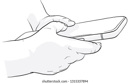 hand holding mobile phone, vector