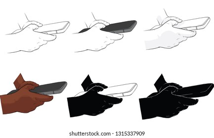 hand holding mobile phone, vector