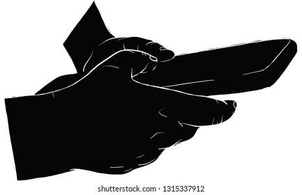hand holding mobile phone, vector