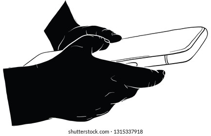 hand holding mobile phone, vector
