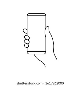 Hand holding Mobile phone vector icon