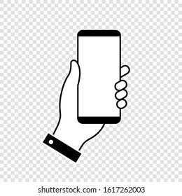Hand holding Mobile phone vector icon