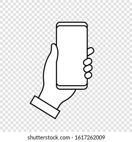 Hand holding Mobile phone vector icon
