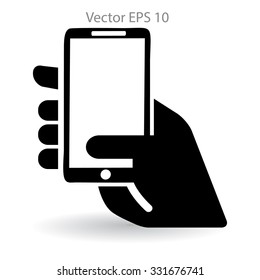 Hand holding a mobile phone vector illustration