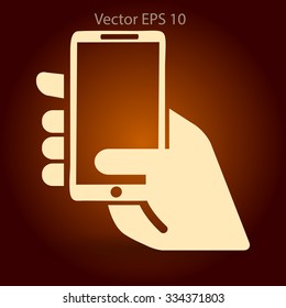 Hand holding a mobile phone vector illustration