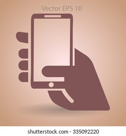 Hand holding a mobile phone vector illustration