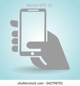 Hand holding a mobile phone vector illustration