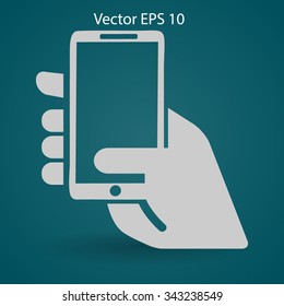 Hand holding a mobile phone vector illustration