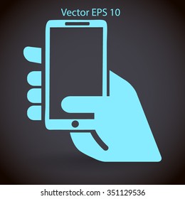 Hand holding a mobile phone vector illustration