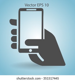 Hand holding a mobile phone vector illustration