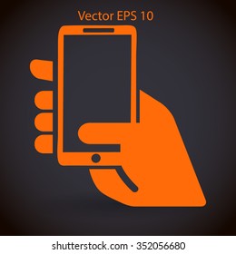 Hand holding a mobile phone vector illustration