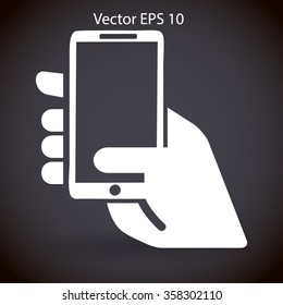 Hand holding a mobile phone vector illustration