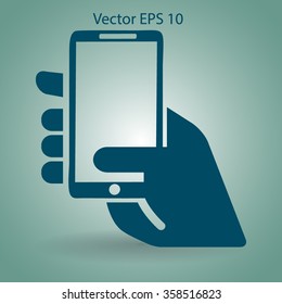 Hand holding a mobile phone vector illustration