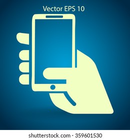 Hand holding a mobile phone vector illustration