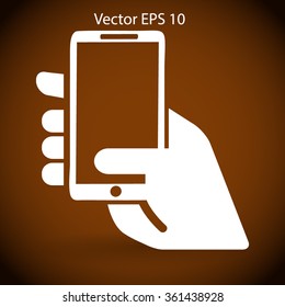 Hand holding a mobile phone vector illustration