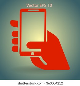 Hand holding a mobile phone vector illustration