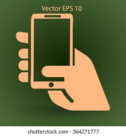 Hand holding a mobile phone vector illustration