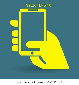Hand holding a mobile phone vector illustration