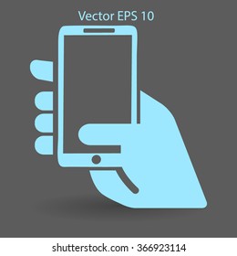 Hand holding a mobile phone vector illustration
