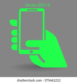 Hand holding a mobile phone vector illustration