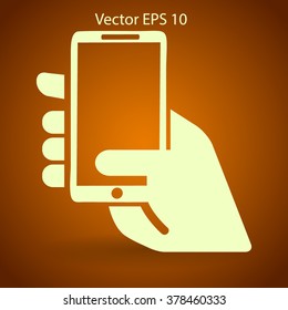 Hand holding a mobile phone vector illustration