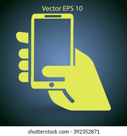 Hand holding a mobile phone vector illustration
