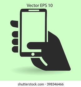Hand holding a mobile phone vector illustration