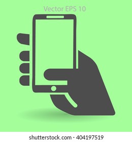 Hand holding a mobile phone vector illustration